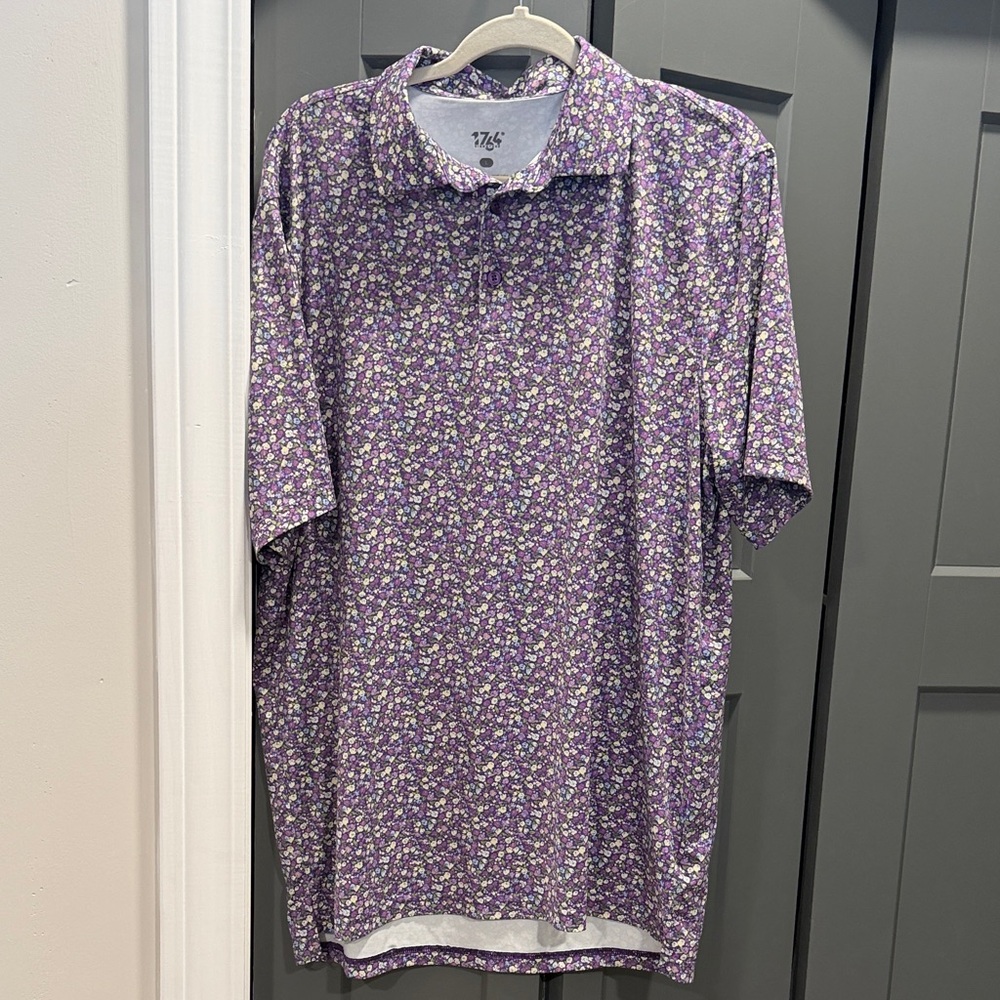 Men's 76 Purple Floral Polo Shirt
